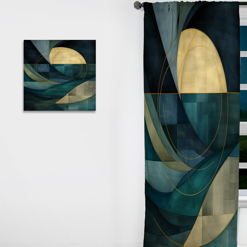 Avely Abstract Echoes Swirls II - Modern Velvet Curtain - Room Darkening - 1 panel, 52" W x 84" L