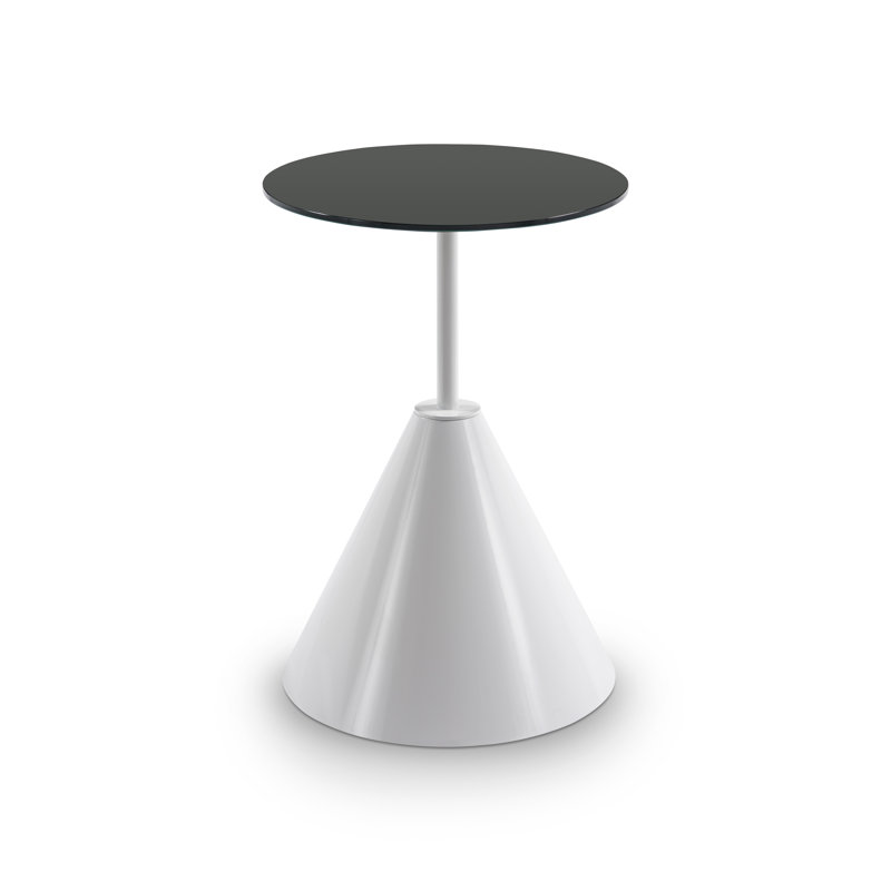 Montleban Pedestal End Table, Brass, Black