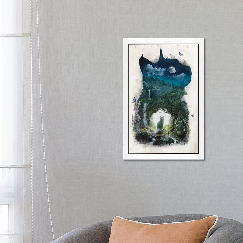The Realm Of Cats by Barrett Biggers - Print on Canvas, 101.6 cm H x 66.04 cm W x 1.91 cm D, White Framed
