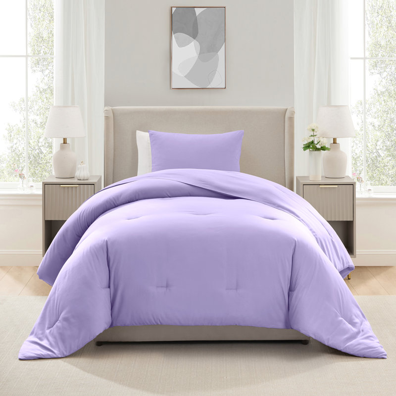  soft microfiber 2 piece comforter set with pillow sham, Twin XL Comforter + 1 Standard Sham, Lavender