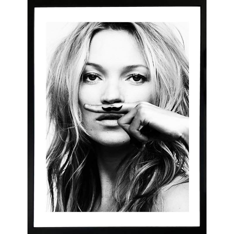 Kate Moss Moustache - Single Picture Frame Print