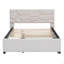 Lit plateforme tapissier avec tête de lit à motif brique et gigogne simple TG, tissu en lin-96022344-96022342