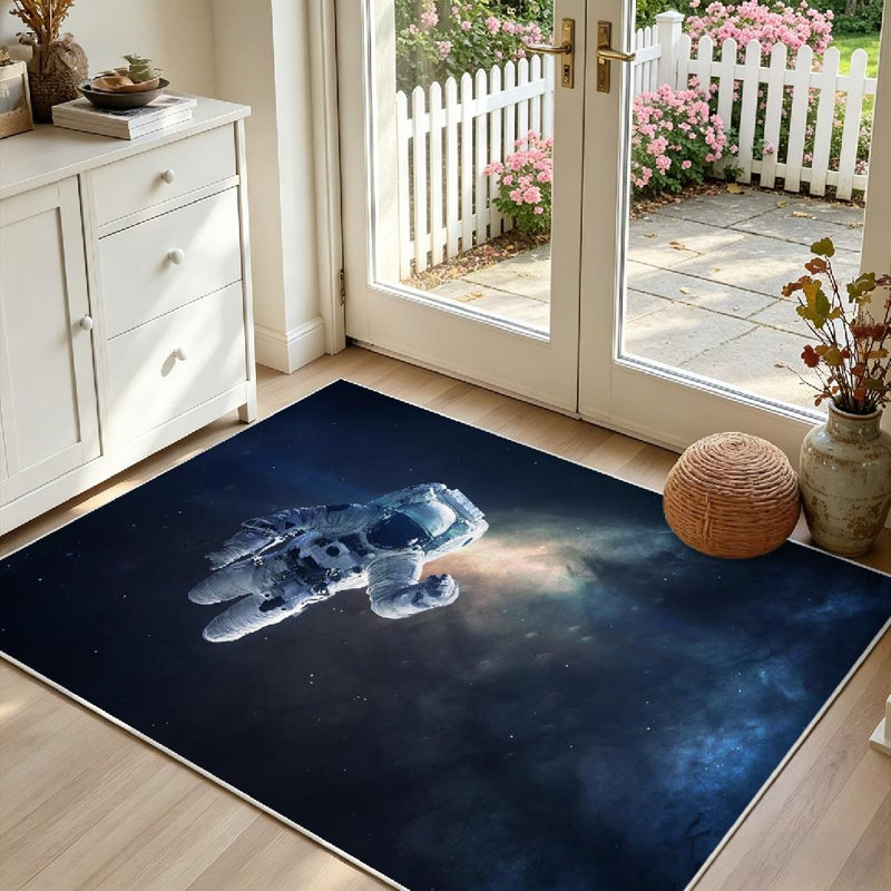 Tapis transparent clair lavable à la machine, planètes beauté et étoiles, Rectangle 39 po x 63 po