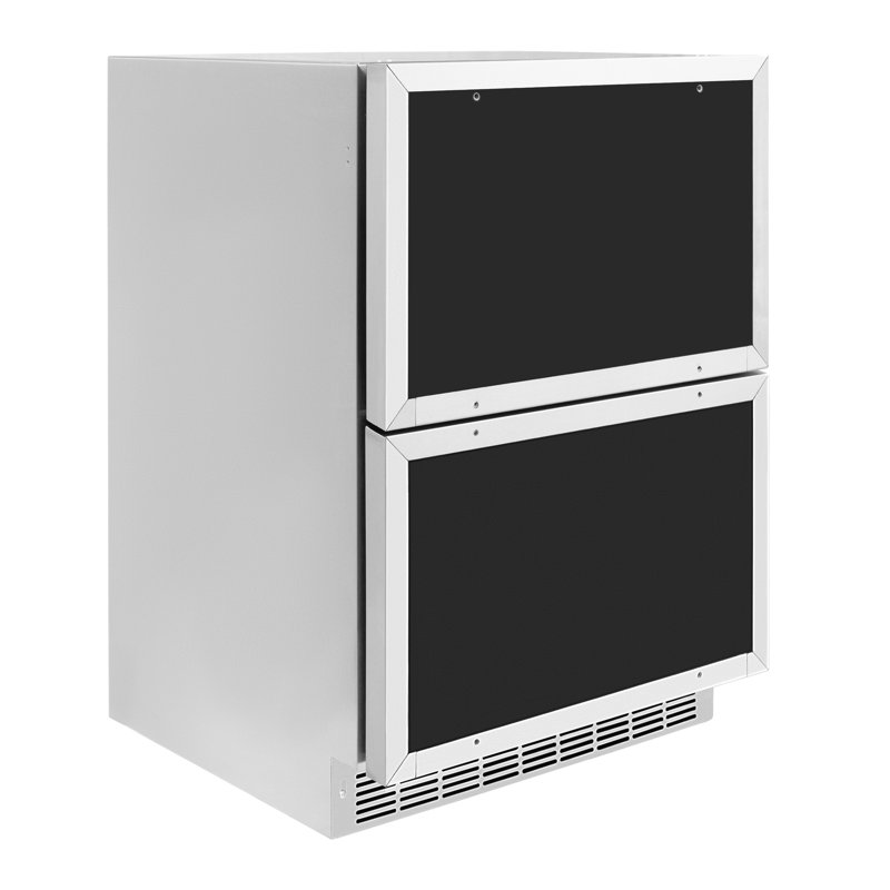 ZLINE Autograph Edition 24 In. Touchstone Refrigerator Drawer in Black Matte and Gold, Panel Ready/Gold