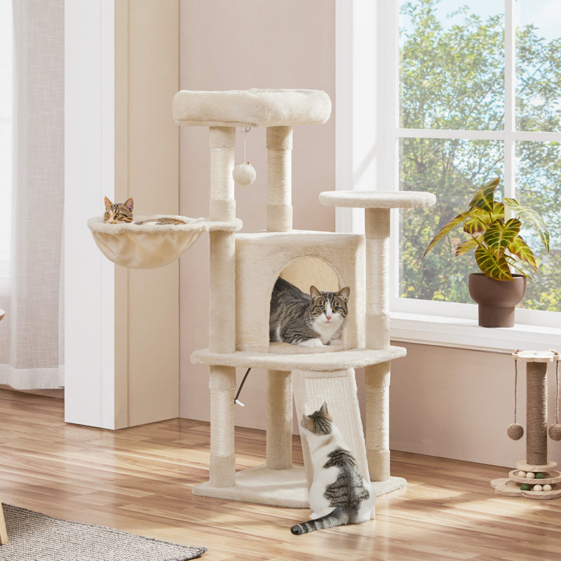 Arbre à chat 42 po pour petits et moyens chats Davalos, Beige