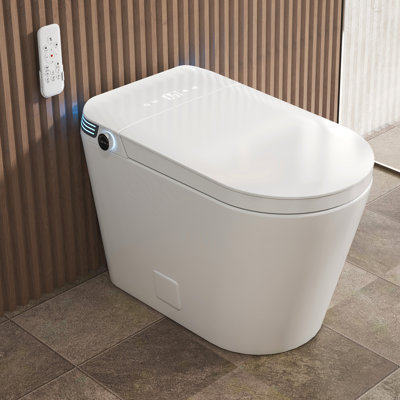 Breezebath ADA Smart Toilet with Built-In Tank, 1.06 GPF Pump-Assisted Auto Flush, Auto Open/Close Lid, Heated Seat, Warm Water Bidet, Air Dryer & Remote Control