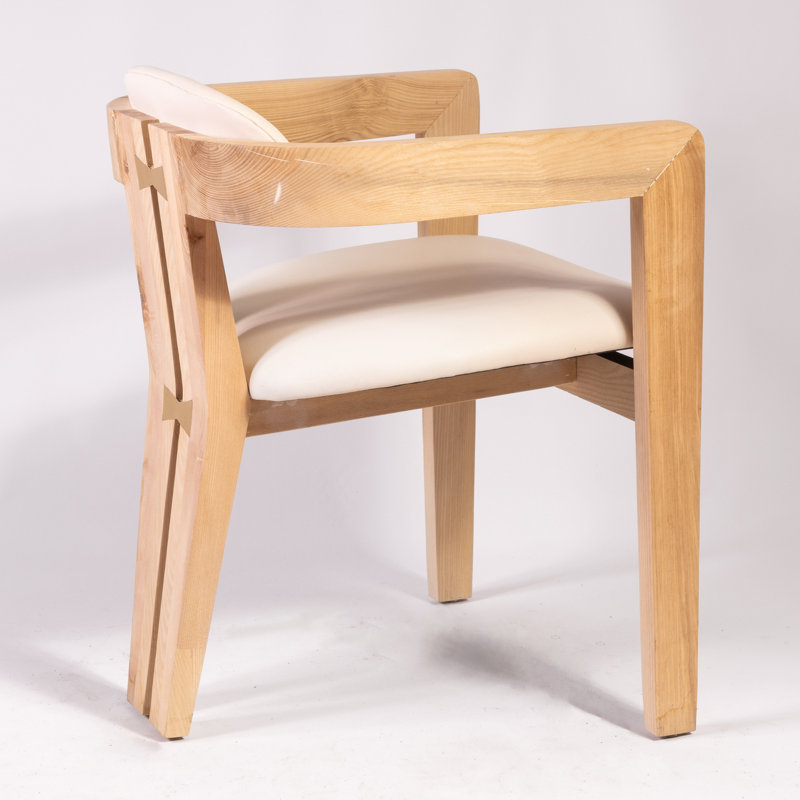 Serena Upholstered Arm Chair, White, Oak 