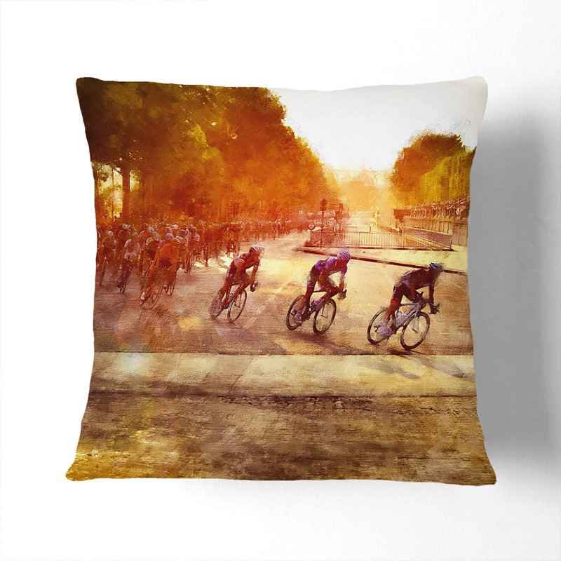 Tour De France Cycling Scatter Cushion with Filling, 55cm H x 55cm W x 20cm D