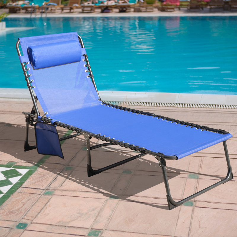 Chaise longue inclinable 74 po avec coussin et sac Mayra, Bleu
