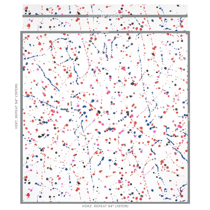 Papier peint Schumacher x Porter, Rouge/bleu