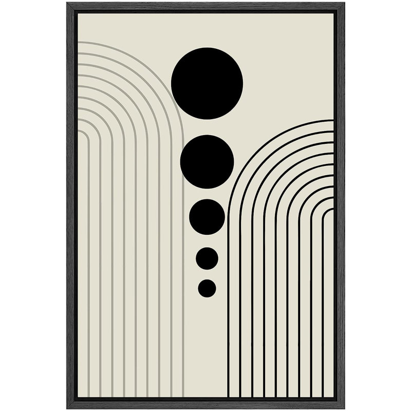 Signature, reproduction d'art sur toile, art mural bicolore à rayures géométriques, cercles foncés, formes abstraites, illustrations, art moderne bohème décoratif chic pour le salon, la chambre à coucher, le bureau