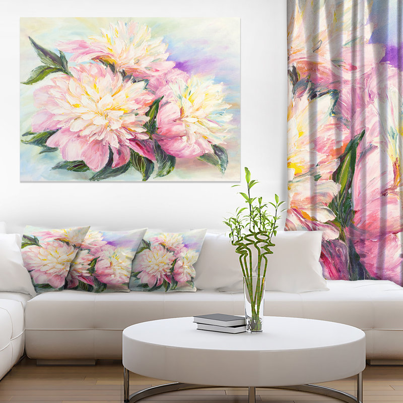 Pivoines rose floral, reproduction d’art sur toile tendue, H 20 po x l 20 po x P 1 po, Toile tendue