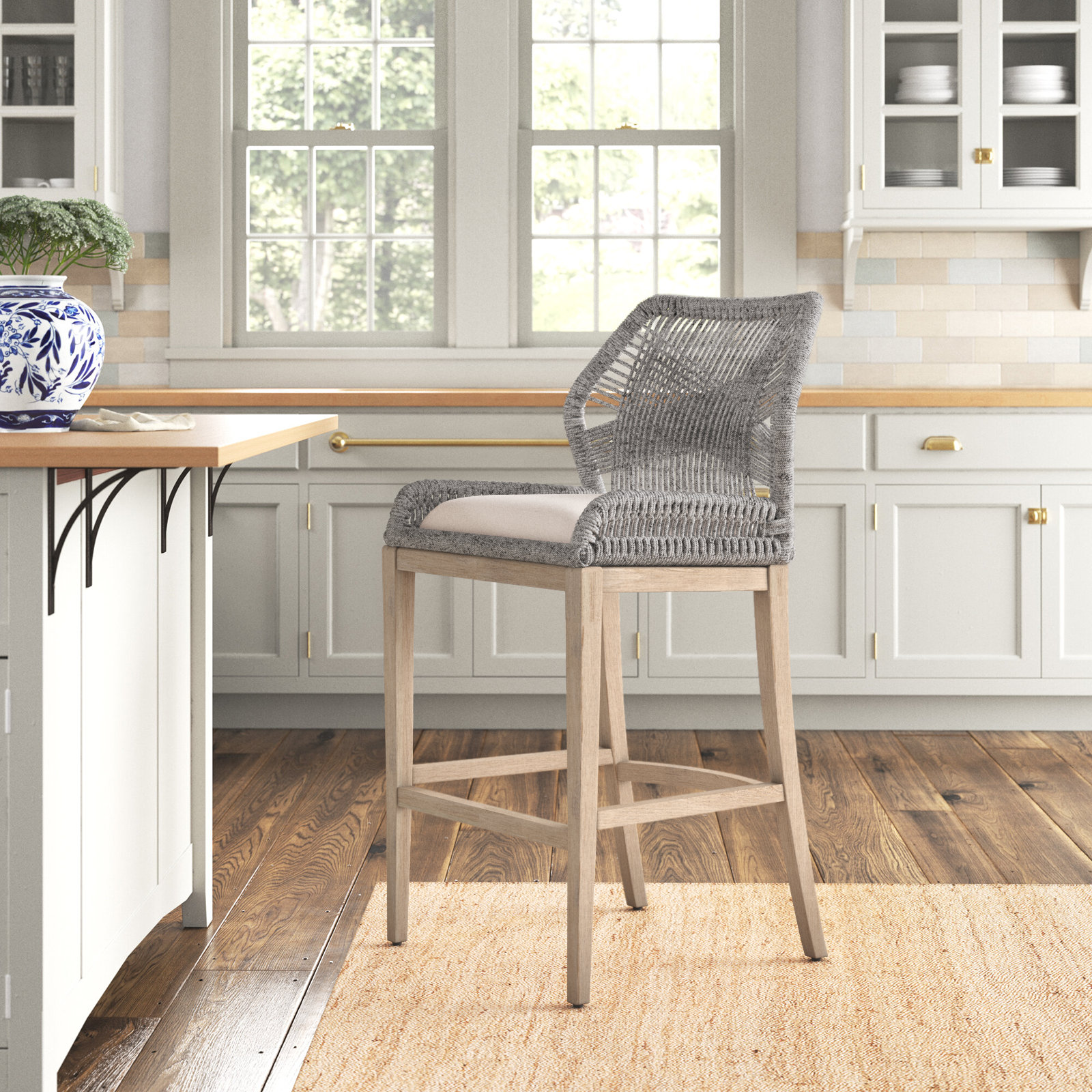 Mitali Bar & Counter Stool, Stone Wash, Sand, Bar Stool (30" Seat Height)