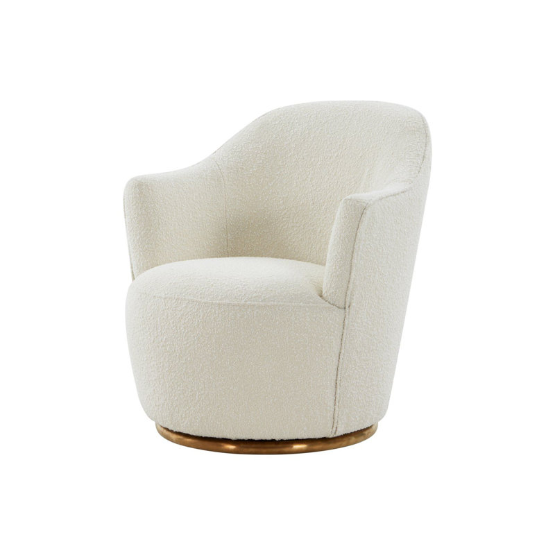 Fauteuil demi-tonneau pivotant rembourré Shevani, Cream 100% Polyester