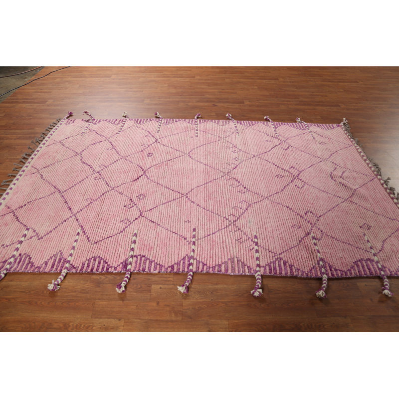 Handmade Pink Moroccan Oriental Rug 5x7