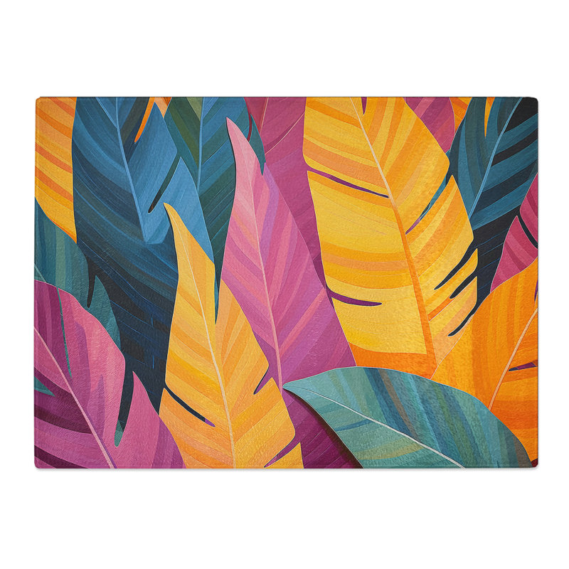 Tropical Leaf Minimalism No.5  Glass Chopping Board