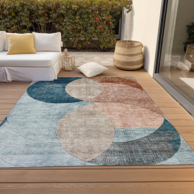 Machine Washable Indoor/Outdoor Cicel ACN1140 Rust Rug