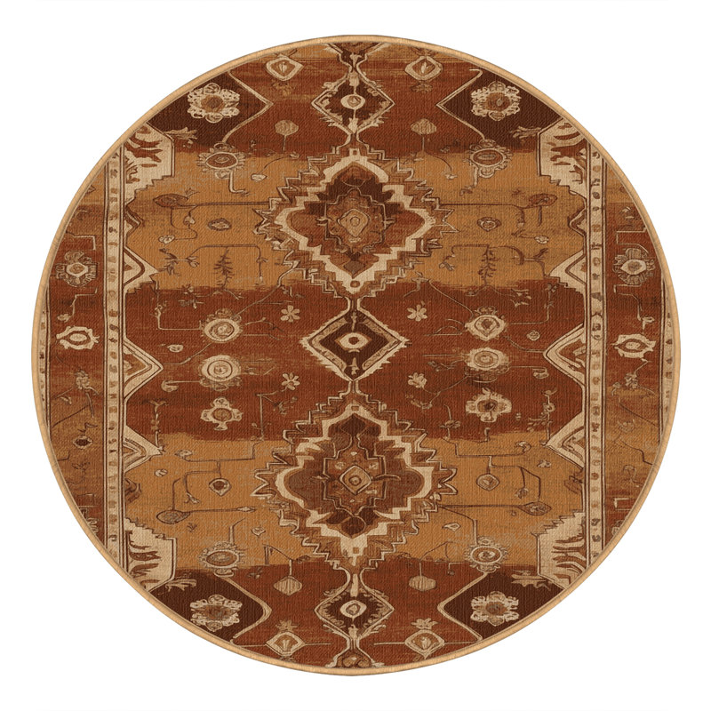 Tapis brun lavable à la machine, Rond 4 pi