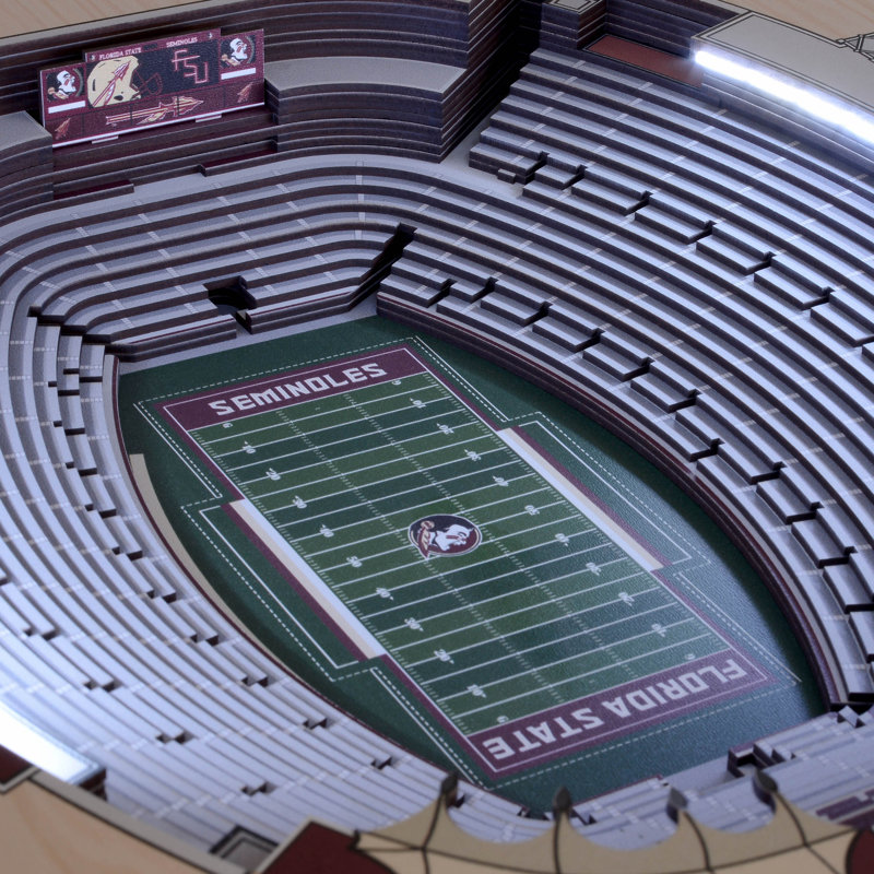 Florida State Seminoles 3D Stadium Black Metal and Wood Accent Table