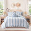 Ensemble de literie bleu pour lit double et queen, couette à volants en microfibre pour chambre à coucher