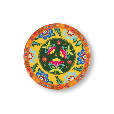 Agate Ceramic Jute Leather Crystal Round 1 Piece Trivet Set