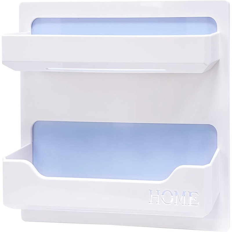Floating Wall Shelf Organizer For Bedroom - No Drill Adhesive Mount, Space Saving Storage For Phone, Books, Keys, And More, Durable Plastic Design For Home Office Dorm Decor