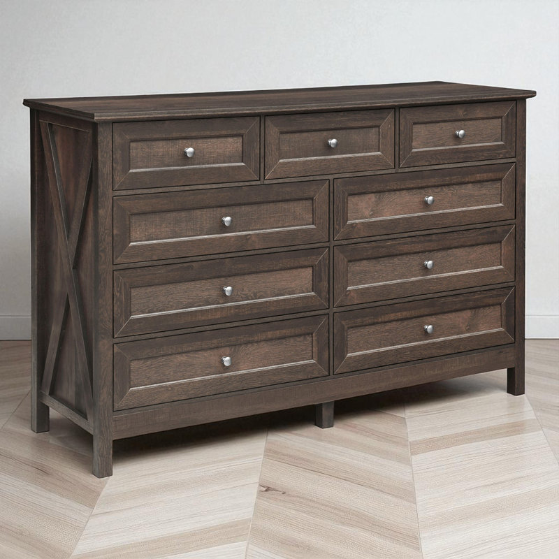 Commode à 9 tiroirs l 55,05 po, Brun