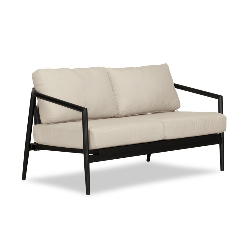 Olio Outdoor 2 - Seat Loveseat, Canvas Flax Sunbrella® Canvas, Black