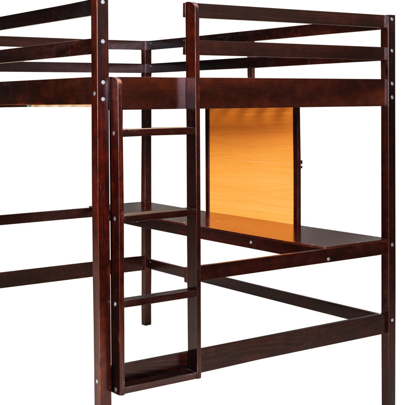 Lit mezzanine avec bureau et espace d'écriture, structure en bois stable pour une chambre à coucher confortable, Lit simple