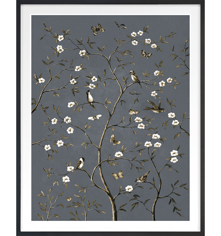 Birds Embroidery 6 Framed Graphic Art