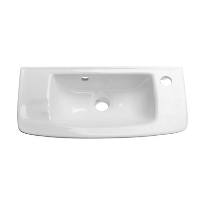 Lavabo de salle de bain mural rectangulaire en céramique blanc avec trop-plein