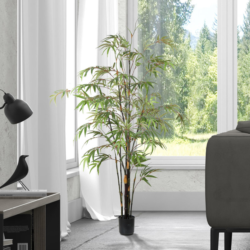 Arbre de bambou artificiel en pot, H 60 po x l 20 po x P 20 po