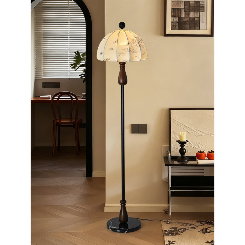 Luminaire de sol en tissu à imprimé floral