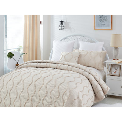 Bohemian Farmhouse / Country Cotton Quilted Geometric Shapes Quilt