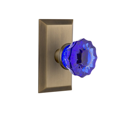 Plaque Studio avec bouton de porte en cristal cobalt