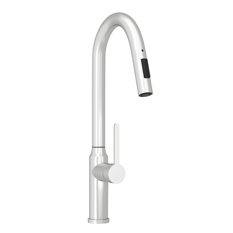 Robinet de cuisine en nickel brossé 18,51 po - escamotable, robinet de qualité nickel rétractable, débit d'eau régulier
