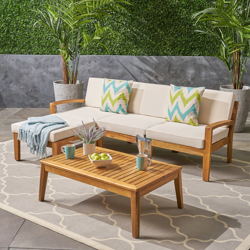 Canapé modulaire en forme de L pour les réceptions extérieures élégantes + beige avec structure et propriétés météorologiques
