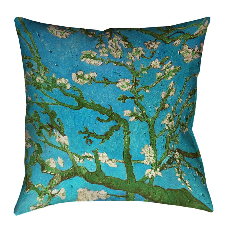 Coussin décoratif Vincent Van Gogh, 14 po x 14 po, Bleu / vert