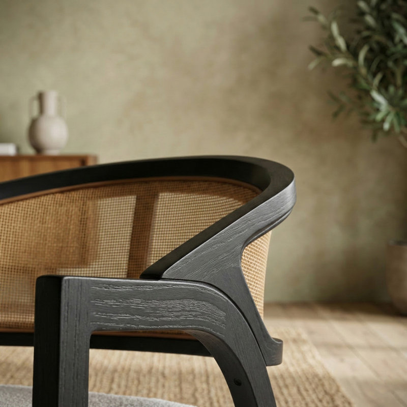 Chaise d'appoint rembourrée Cane, Chenille