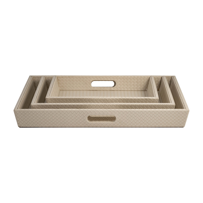 Sagebrook Home Amidala Serving Trays - Set of 3, Tan