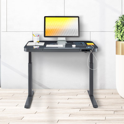 Adjustable Height Glass Steel Standing Desk
