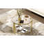 Table basse moderne en verre trempé, structure en métal asymétrique, base tambour doré, tablette inférieure pour plus de fonctionnalité et de style,-1545902177-1545902178