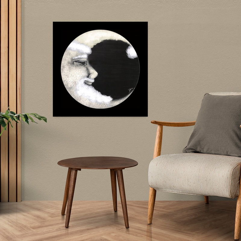 Art lunaire abstrait contemporain lunaire du Père Noël, H 24 po x l 24 po
