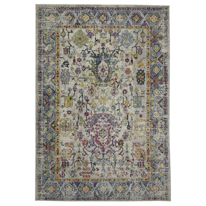 2' X 3' Gray Floral Power Loom Area Rug