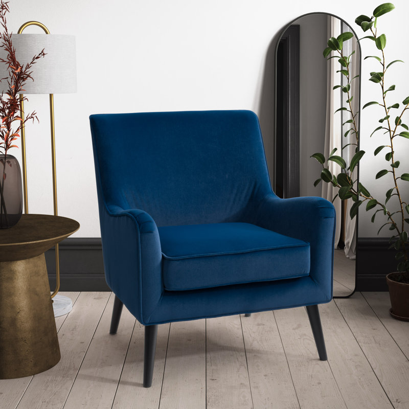Archuleta Velvet Wingback Chair, Dark Blue Velvet