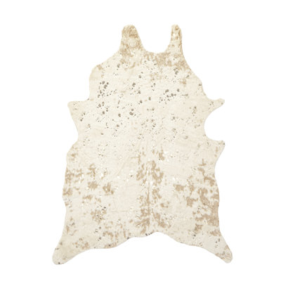 Kirksey Animal Print Contemporary Faux Cowhide Area Rug in Off-White