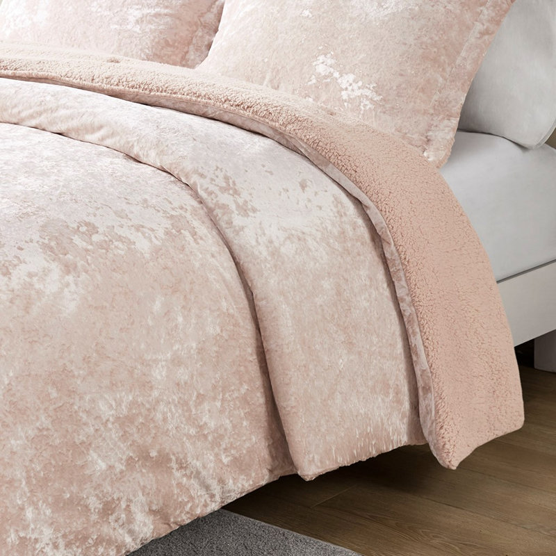 Édredon rose chaud simple / simple TG - velours écrasé et housse 100%