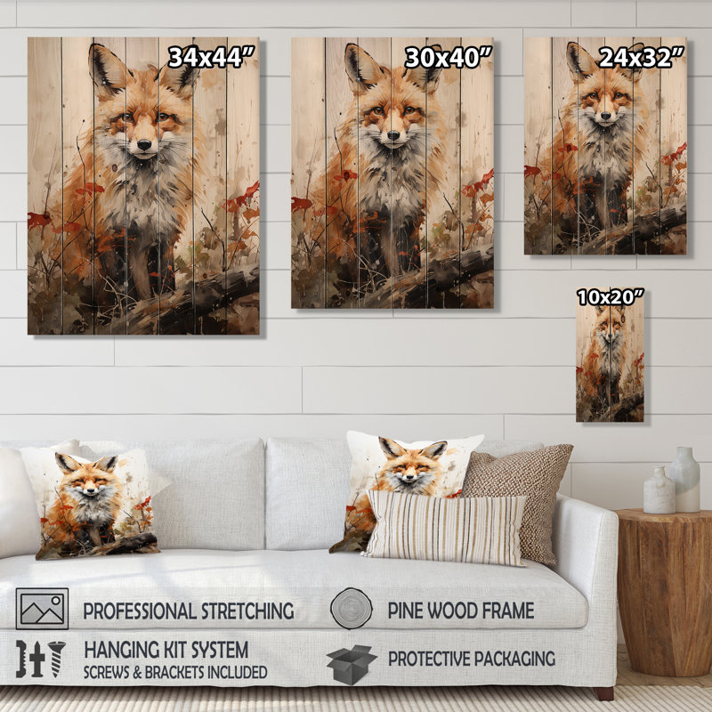 Généreux - Animaux, reproduction sur bois de pin naturel, H 32 po x l 24 po