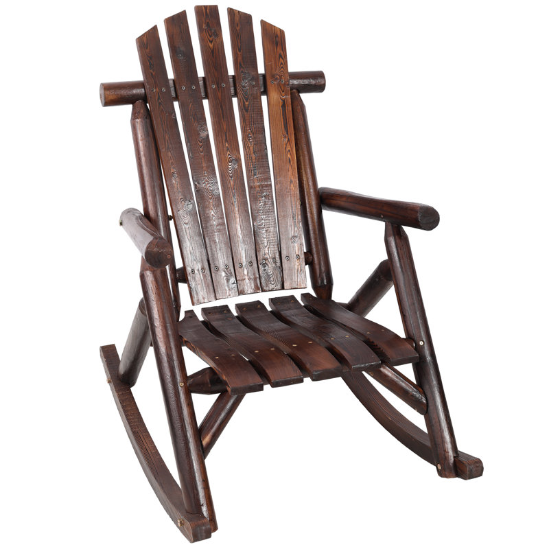 Chaise berçante en bois brun foncé