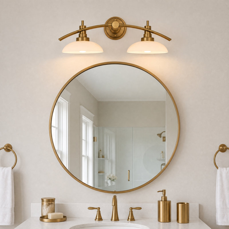 2‑Light Antique Brass Vanity Wall Sconce